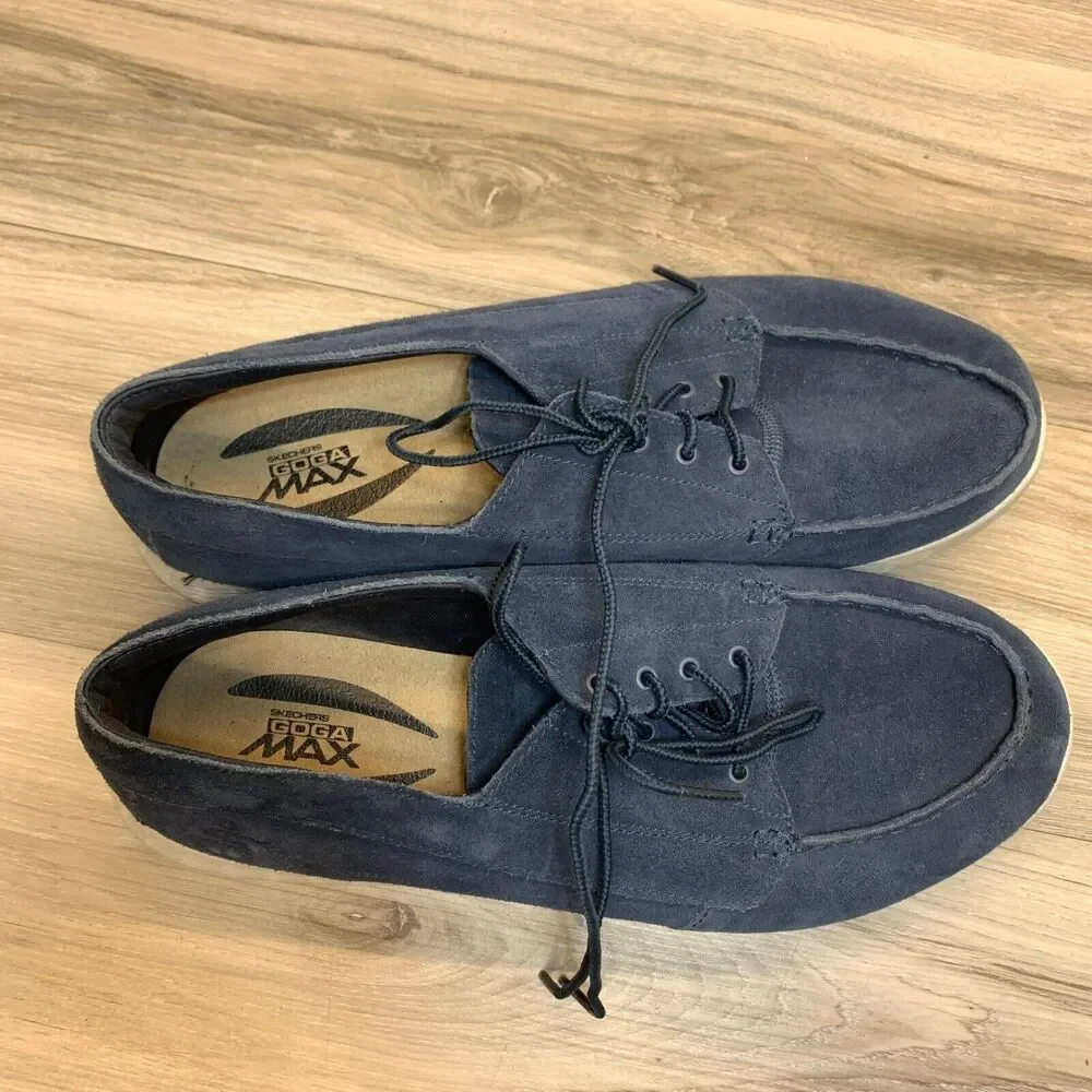 Skechers On The Go Glide Size 12 Mens Boat Shoes Blue Gray Suede Comfort Casual - Picture 8 of 11